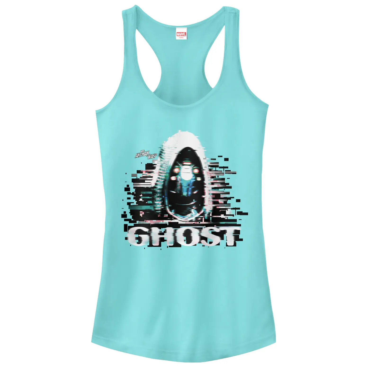 Juniors Womens Marvel Ant-Man and the Wasp Ghost Glitch Racerback Tank Top