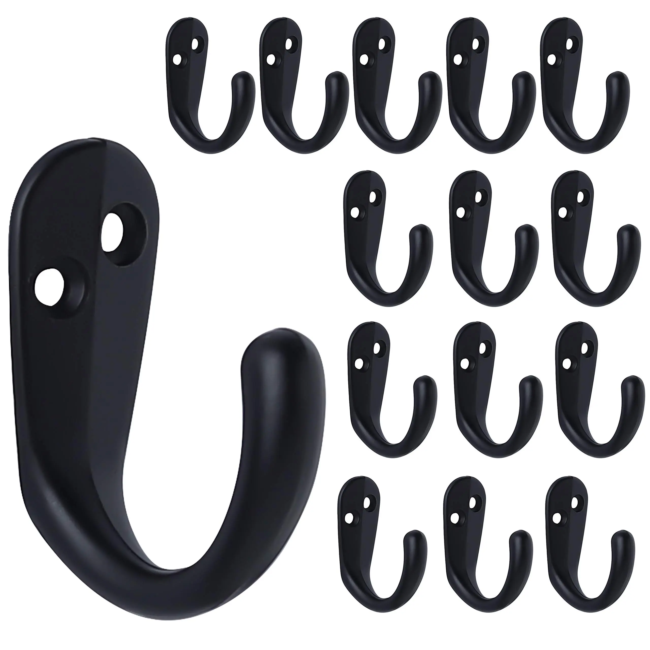 15 Pieces Heavy-Duty Rustproof Metal Single Prong Hangable Wall-Mounted Coat Hooks - Towel, Hat, Key, Bag Organiser for Bathroom, Kitchen Use