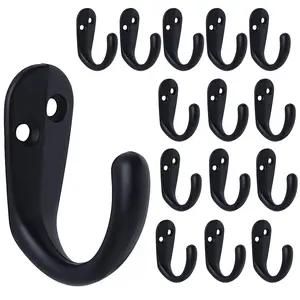 15 Pieces Coat Hooks Wall Mounted - Heavy Duty Metal Single Prong Robe Hanger Rustproof Wall Hooks for Towel Hat Key Bag on Bathroom, Kitchen, Livingroom Organiser Installation