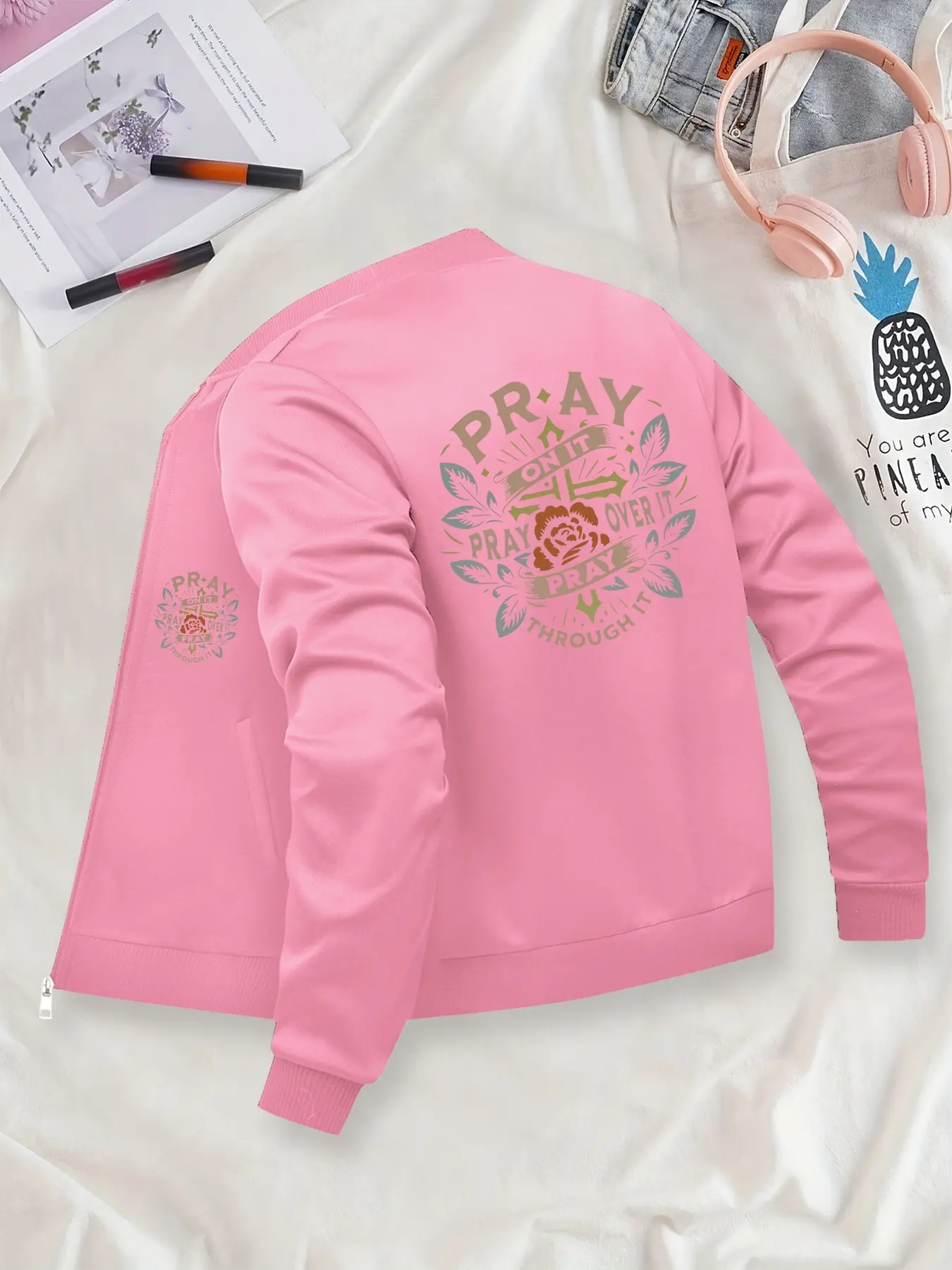 [Multiple Styles Available] Letter Printed Graphic Fitted Casual Long Sleeve Fabric Jacket & Coats, Suitable for Casual Outdoor Sports, Fashionable & Durable for All Seasons, Ideal for Daily Activities & Holiday Gifting.