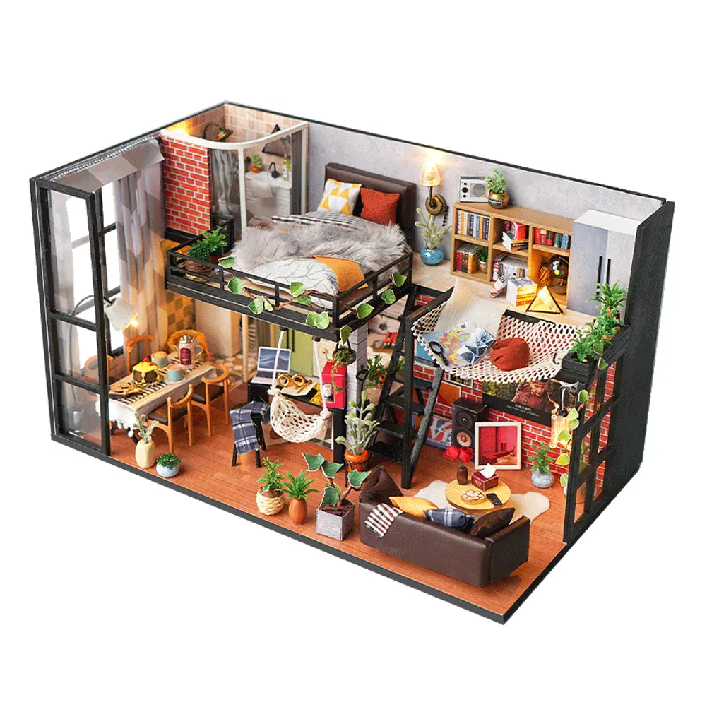 3D Miniature Dollhouse DIY Craft Kit - Artistic Utopia Exquisite Ornaments with Detailed Living Room & Tabletop Decor, Ideal for Bookshelf Room Decor, Thanksgiving & Christmas Gift