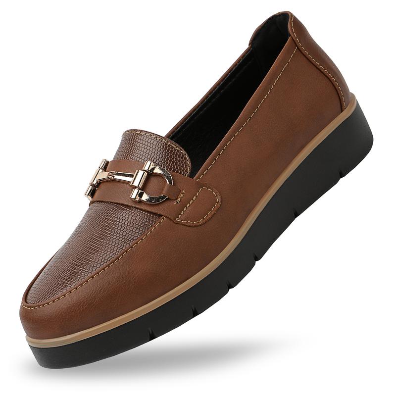 Women's Fashionable  PU leather shoes Solid Color Slip on Loafers, Casual Comfortable Shoes for Daily Wear, Lightweight Breathable Shoes for All Seasons, Girl