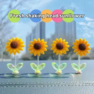 10pcs Cute Shaking Sunflower Car Ornaments Flowers Car Center Console Rearview Mirror Decoration car duck car charm rings