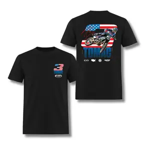 FMF Tomac Racing Black T-Shirt – Motocross Tee Featuring Eli Tomac #3, American Flag Graphic, Perfect for FMF Fans and MX Enthusiasts