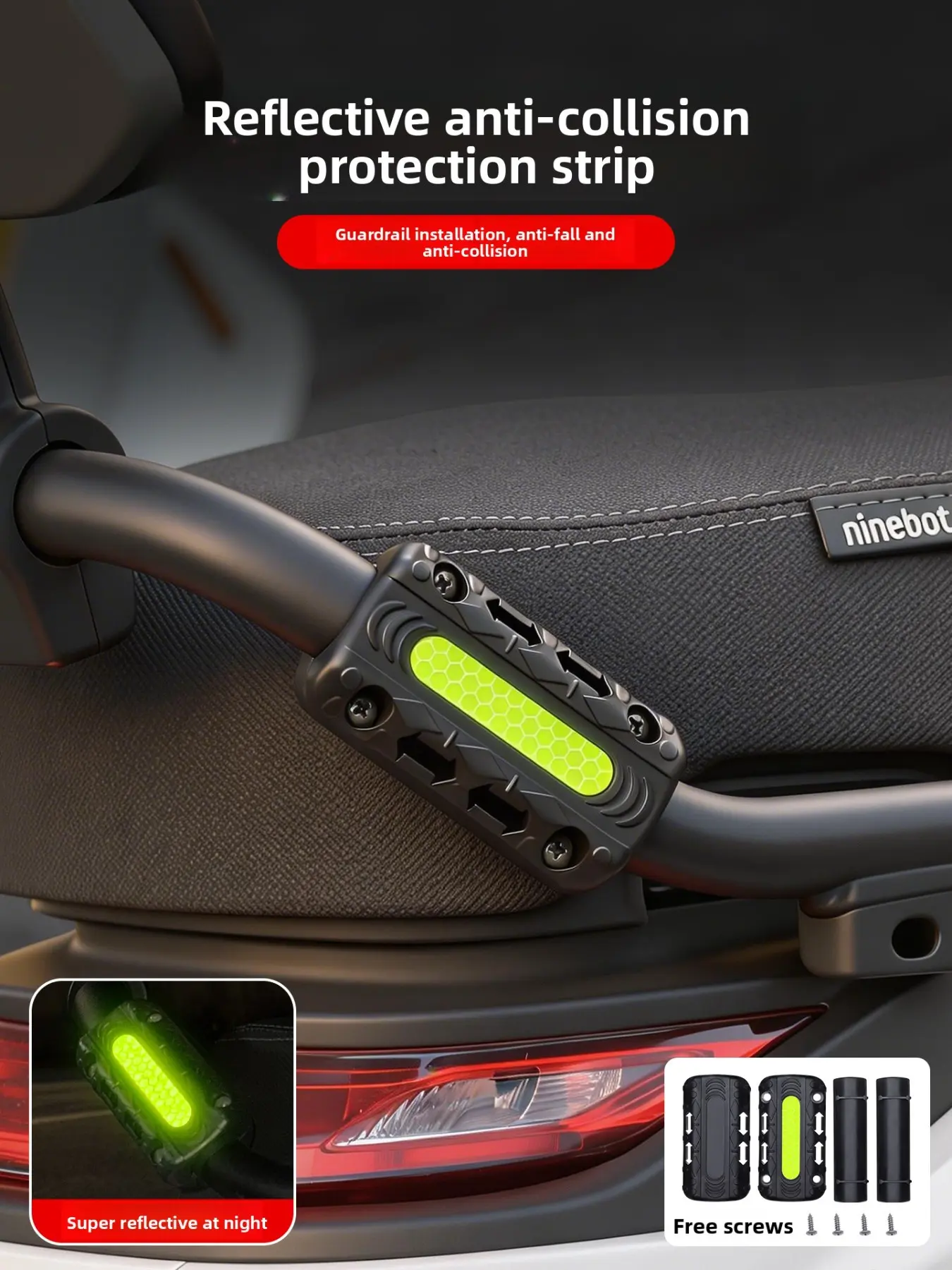 Motorcycle Anti-Impact Blocks, Multi-Purpose Shockproof Gel, Scratch Protection with Reflective Warning Tape, Fits 22mm-25mm Round Pipes, Motorcycle Accessories