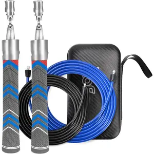 Weighted Jump Rope for Men Women with 110"&102" Abrasion-resistant , ?=6mm Crossropes jump rope with Rubber Grip,360 Degree Spin,Tangle Free,Suitable for Fitness Cardio,Boxing & Workout