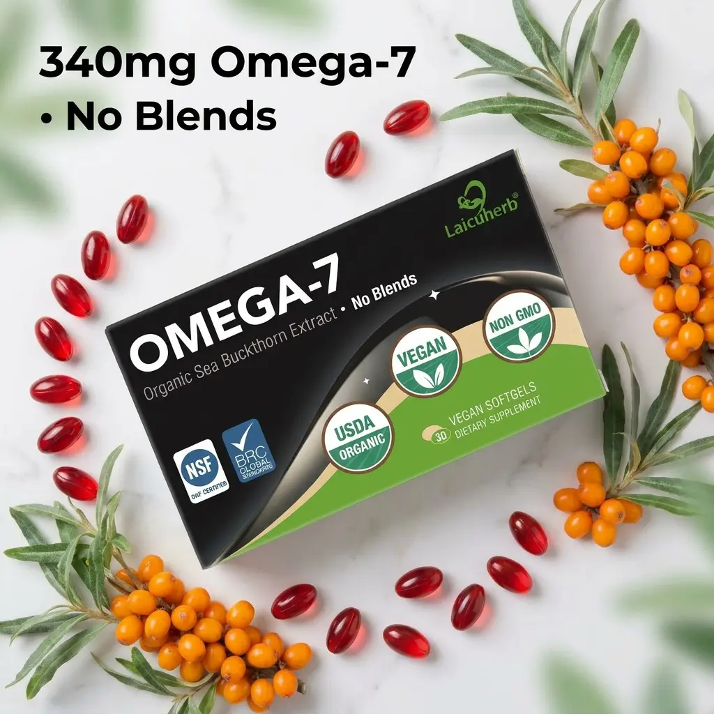 Travel Friendly Organic Sea Buckthorn Oil Capsules, Omega 7 Vegan Softgels with Omega 3 6 9, USDA Organic Plant Based Wellness Supplement for Busy Lifestyle, Daily Nutrition Support Anytime Anywhere