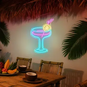 LC SIGN Cocktail Margarita Neon Sign - Dimmable LED Wall Decor for Home Bar, Tiki Hut & Man Cave - Premium Acrylic Neon Light, Ideal Party Art & Birthday Gift
