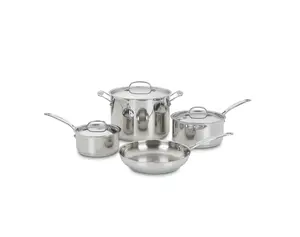 7-Piece Stainless Steel Pots and Pans Set with Lids, Induction Compatible Cookware