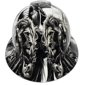 Crusader Knight & Lion Faith - Custom Hydro Dipped Full Brim Hard Hat