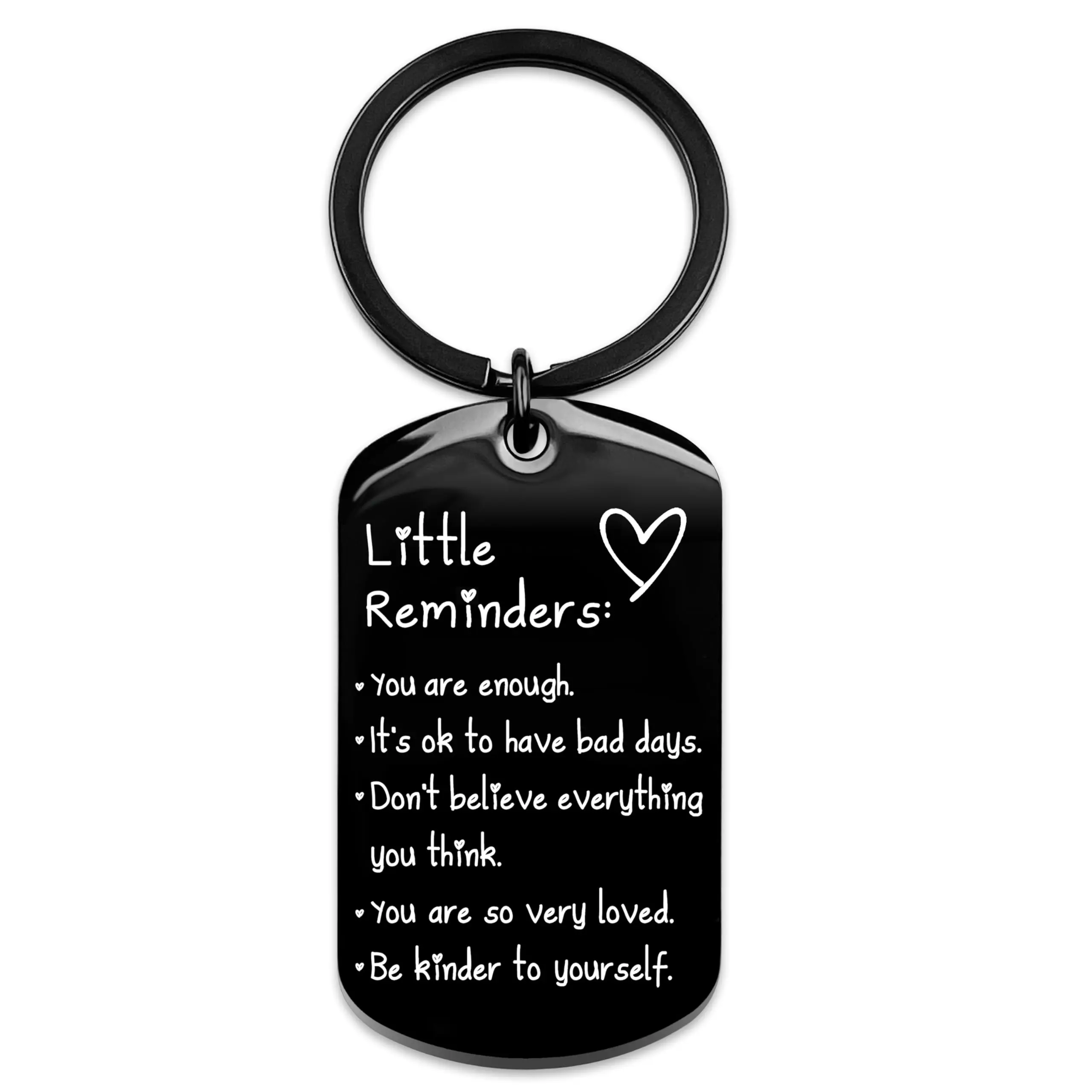 Inspirational Quote Keychain Little Reminders Daily Affirmation Tag Self Care Mental Health Support Gift for Hard Times You Are Enough Engraved Key Ring Meaningful Positivity Accessory for Boyfriend Girlfriend Teens with Premium Box