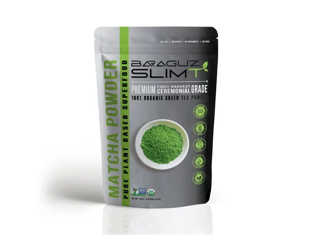 Baraguz Matcha Premium Ceremonial Green Tea Powder 100g 3.5 oz Organic Superfood Beverage