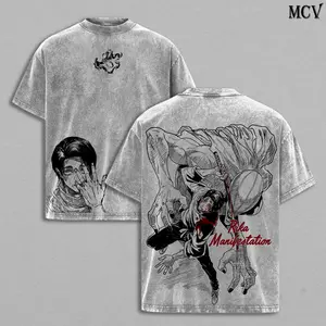 Yuta Okkotsu Washed Tee – Jujutsu Kaisen Culling Game Arc Rika Cursed Spirit Copy Technique Anime Manga Graphic Double Printed T-Shirt, Menswear Heavy Cotton Unisex Oversize Streetwear Vintage, Hoodie & Sweatshirt