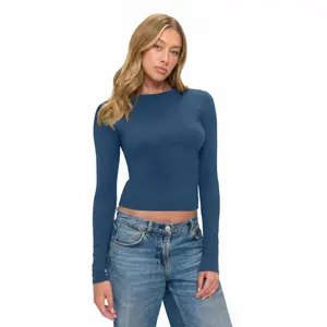 Natural Uniforms Y2K Long Sleeve Baby Tee Crop Top – Super Soft Stretch Slim Fit Casual Top for Women, Streetwear Shirt