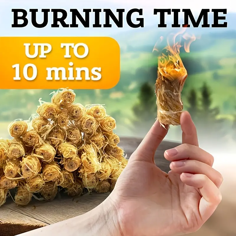 Outdoor 200PCS 100% Natural Fire Starter, Wood Firelighter, Wood Wool Fuel For Fireplace, Campfire, Wood Stove, Charcoal Grill, BBQ Smoker 200PCS