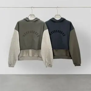 Luxury Design Men's Splicing Hoodies Chest Arch 3D Silicone Letter Logo Blocked Hooded Sweaters Couple High Street Loose Hoodies