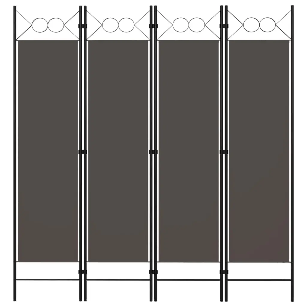 vidaXL Room Divider, 4 Panel Folding Privacy Screen for Room Separation, Freestanding Room Divider for Office, Industrial Modern Style, Anthracite 320704