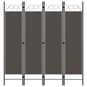 vidaXL Room Divider, 4 Panel Folding Privacy Screen for Room Separation, Freestanding Room Divider for Office, Industrial Modern Style, Anthracite 320704