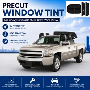 Precut Window Tint Film for Chevy Silverado 1500 Crew 2001-2006 All Side+Rear Windshield Any VLT 2Ply Anti-Shatter, UV Block, Privacy Protection, No Trimming Needed,Heat & Glare Reduction