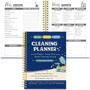 Cleaning Planner & Chore Checklist Organizer - Monthly Weekly Daily Cleaning Schedule Notebook, No-Bleed 100GSM Paper,  Transparent PVC Cover, Spiral Bound  Cleaning Planner for Busy Families