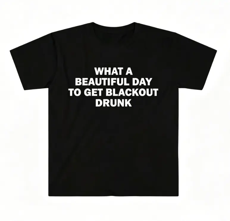 Women's 100% Cotton Short-Sleeve Round Neck T-Shirt - Comfortable, Stylish Casual Top with Funny Blackout Drunk Drinking Graphic