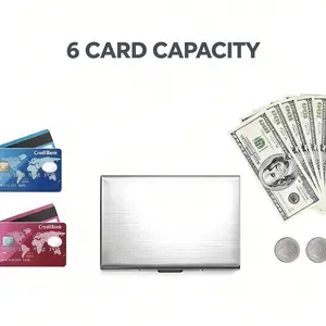 Slim Stainless Steel Card Holder - 6 Slot RFID Blocking Wallet