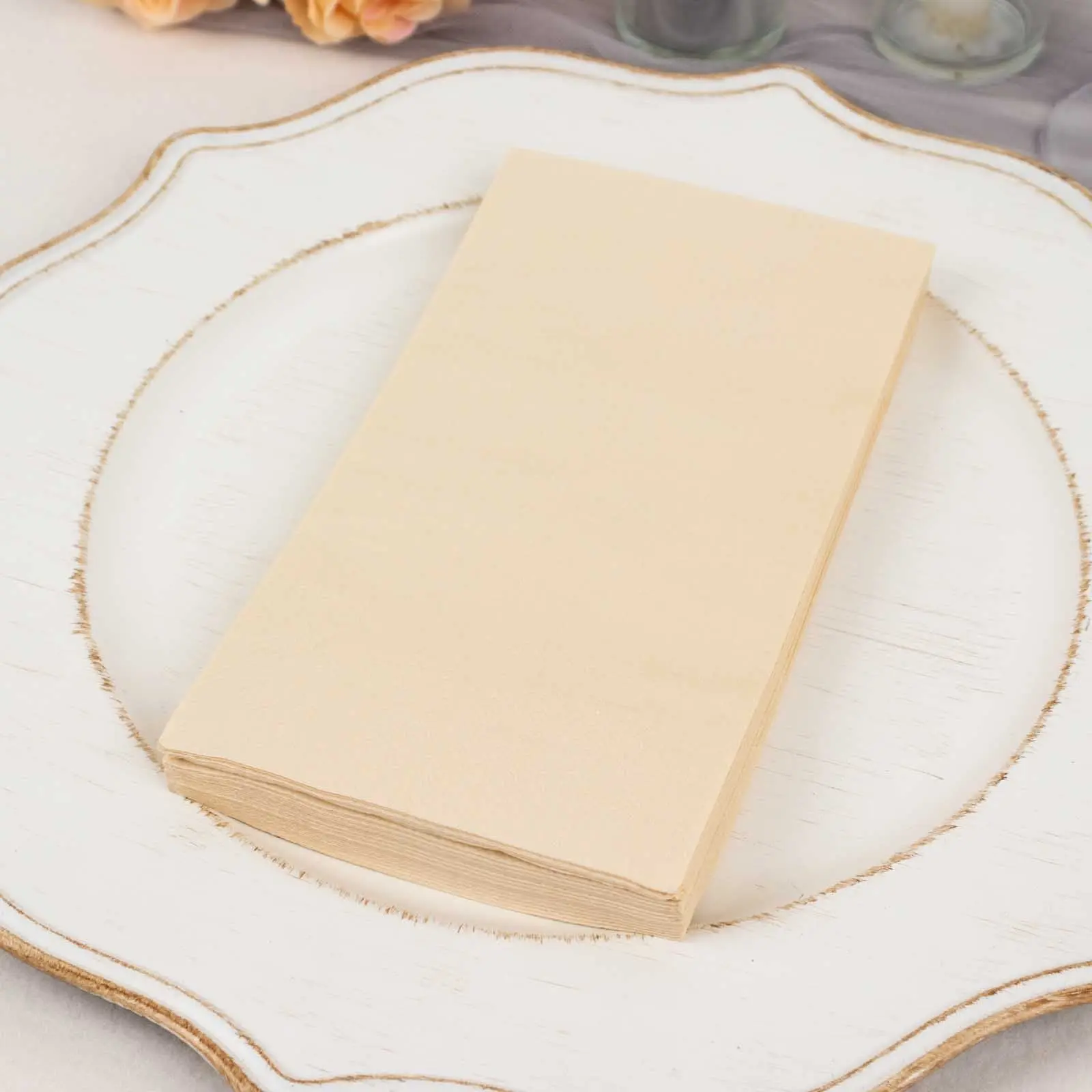 50-Pack Beige 2-Ply Disposable Square Basic Paper Dinner Napkins, Home & Wedding Supplies for Wedding, Anniversary Events, Two-Ply
