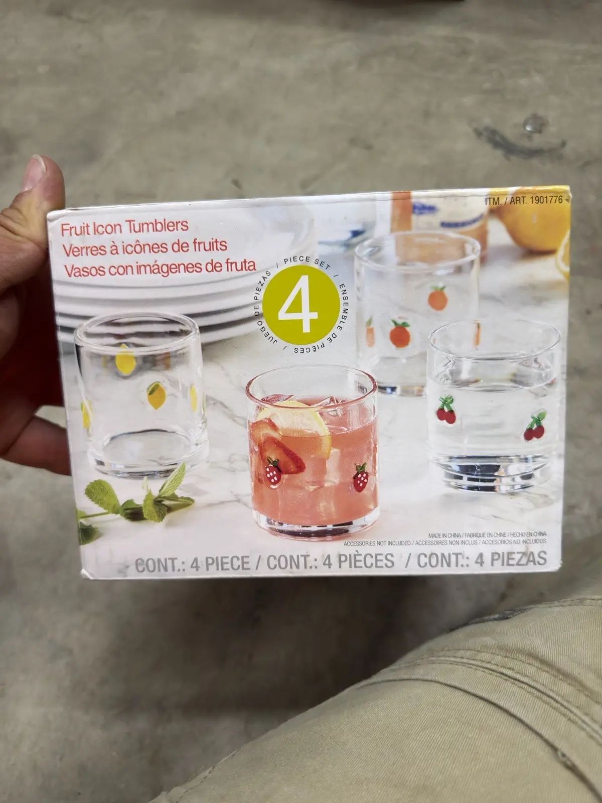 Pandex Fruit Icon Glass Tumblers Set Of 4 14 Oz Round Clear Drinking Glasses