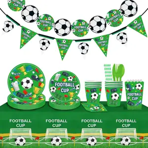 2026 World Soccer Party Decorations Set – 182Pcs All-in-One Kit for 20 Guests | Soccer Theme Party Supplies with Plates, Napkins, Cups, Tablecloth, Popcorn Buckets, Straws & Cutlery | Game Day, Soccer Cup Watch Party, Birthday & Sports Event Decorations