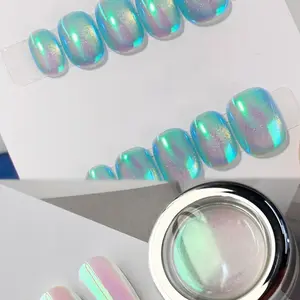 Aurora Color Changing Nail Powder, Neon DIY Nail Art Decor, Optical Illusion Nail Powder, 0.3g Piece, Manicure Supplies
