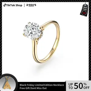 Zissu’s Oval Cut 2.0ct D VVS1 Color Lab-Grown Moissanite Ring for Women, 925 Sterling Silver Engagement & Wedding Jewelry, Luxury Lady’s Gift