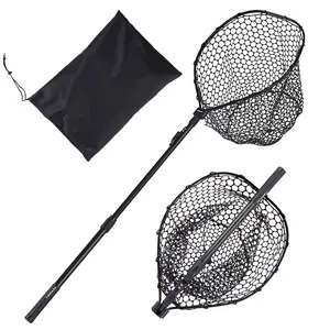 VEVOR Fishing Net, Foldable Landing Nets with Telescopic Handle, Portable Lightweight and Stronger 6063 Aluminum Fish Gear, Soft Silicone Fish-Friendly Mesh, for Kayak, Boat, Bank, Pond, Gifts for Me