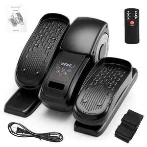 Under Desk Elliptical Machine Electric Seated Pedal Exerciser Mini Ellipse Leg Exerciser with Remoter 12 Level Speeds Forward Reverse Direction Manual Auto Mode for Home Office BlackSilver