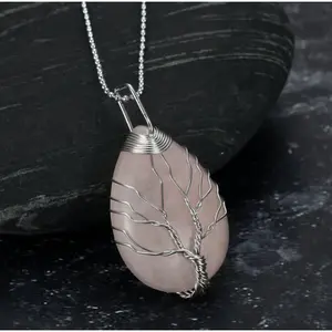 Celtic Tree Of Life Pendant & Chain On Teardrop Semi-Precious Stone, Gifts