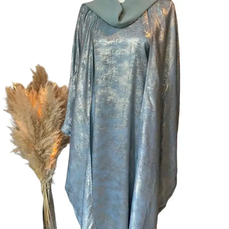 Blue Butterfly Abaya - Long Sleeve, Flowing Design, Soft Fabric, Ideal for Various Occasions