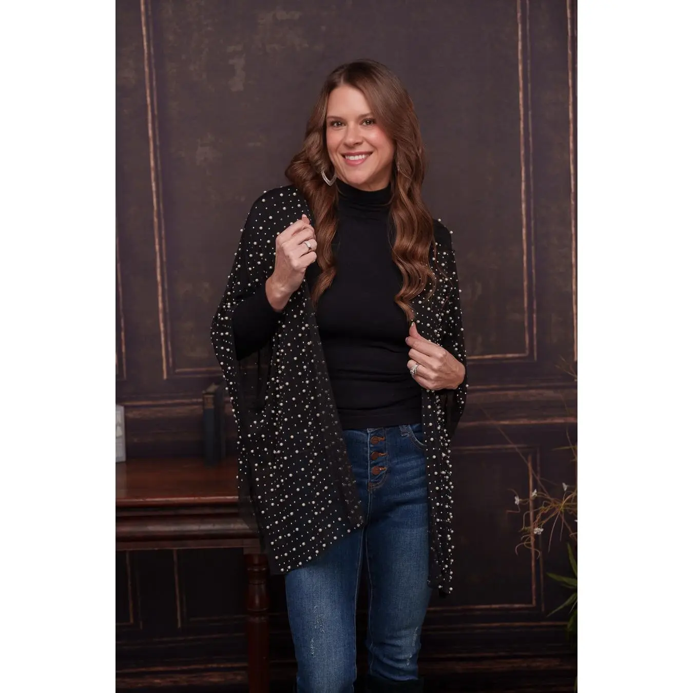 Isn't She Lovely Pearl Beaded Cardigan - Spandex, Short Sleeve, Elegant Knitwear for Women, Perfect for Outfit