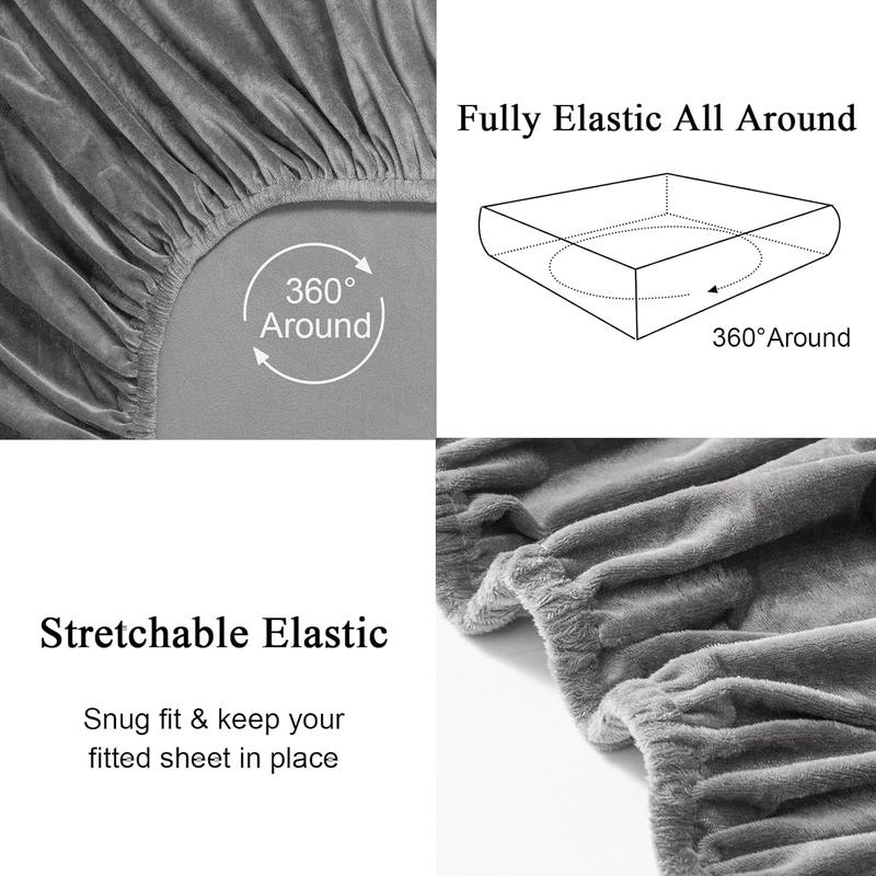 Luxury Velvet Bedding Set, Soft & Durable Fabric, Deep Pocket Design, Elastic Fit, All-Season Comfort, Soft Bedding Sheet, Multiple Colors Available