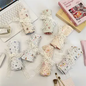 Cartoon Makeup Brush Storage Bag, Portable Roll-Up Case, Travel Eyeshadow Brush Holder, Convenient Carry-On Organizer