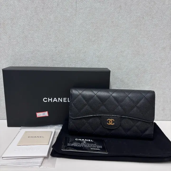 Pre-owned CHANEL leather Small Leather Goods Caviar Black Calf Wallet S19 Full Set 23002158