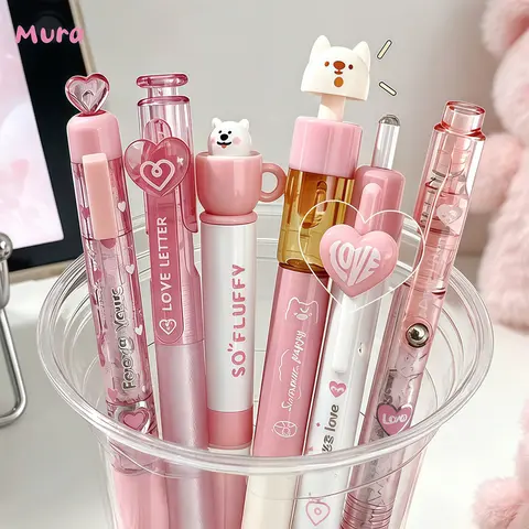 6PCS Luxury Pastel Gel Ink Pens Set, Aesthetic Gel Pens, Note Taking 0.5mm Fine Point Retractable Black Ink Pens, for Writing and Journaling, Office and School Supplies, Kawaii Pens for Women and Men, Back to School Supplies