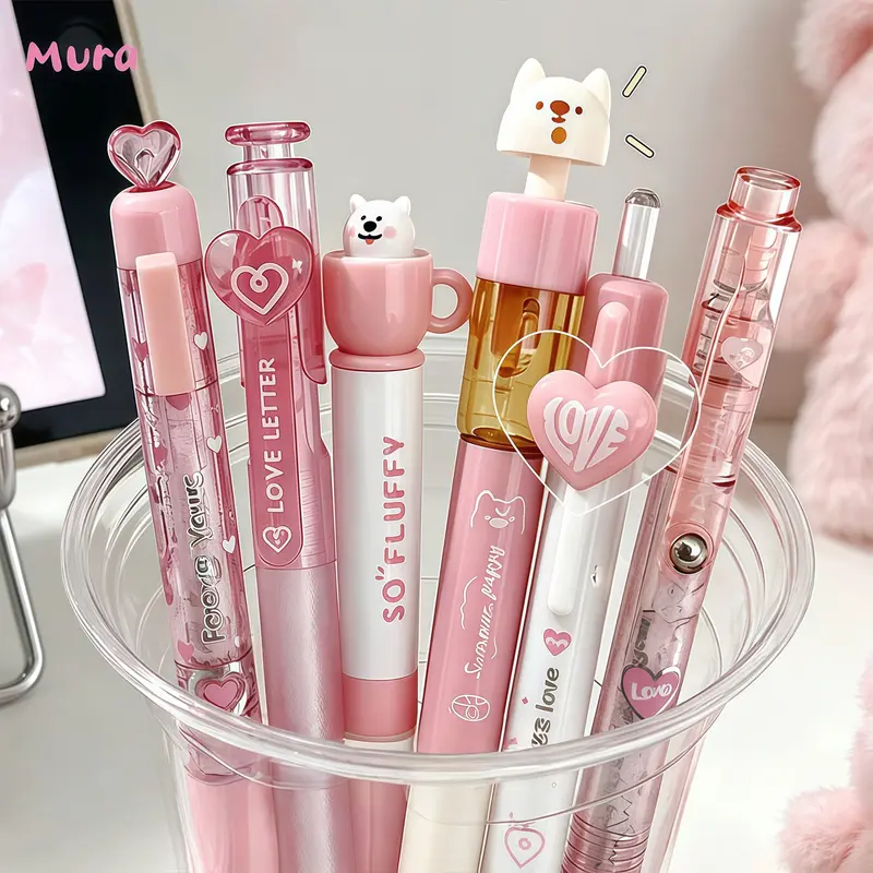 6PCS Luxury Pastel Gel Ink Pens Set, Aesthetic Gel Pens, Note Taking 0.5mm Fine Point Retractable Black Ink Pens, for Writing and Journaling, Office and School Supplies, Kawaii Pens for Women and Men, Back to School Supplies