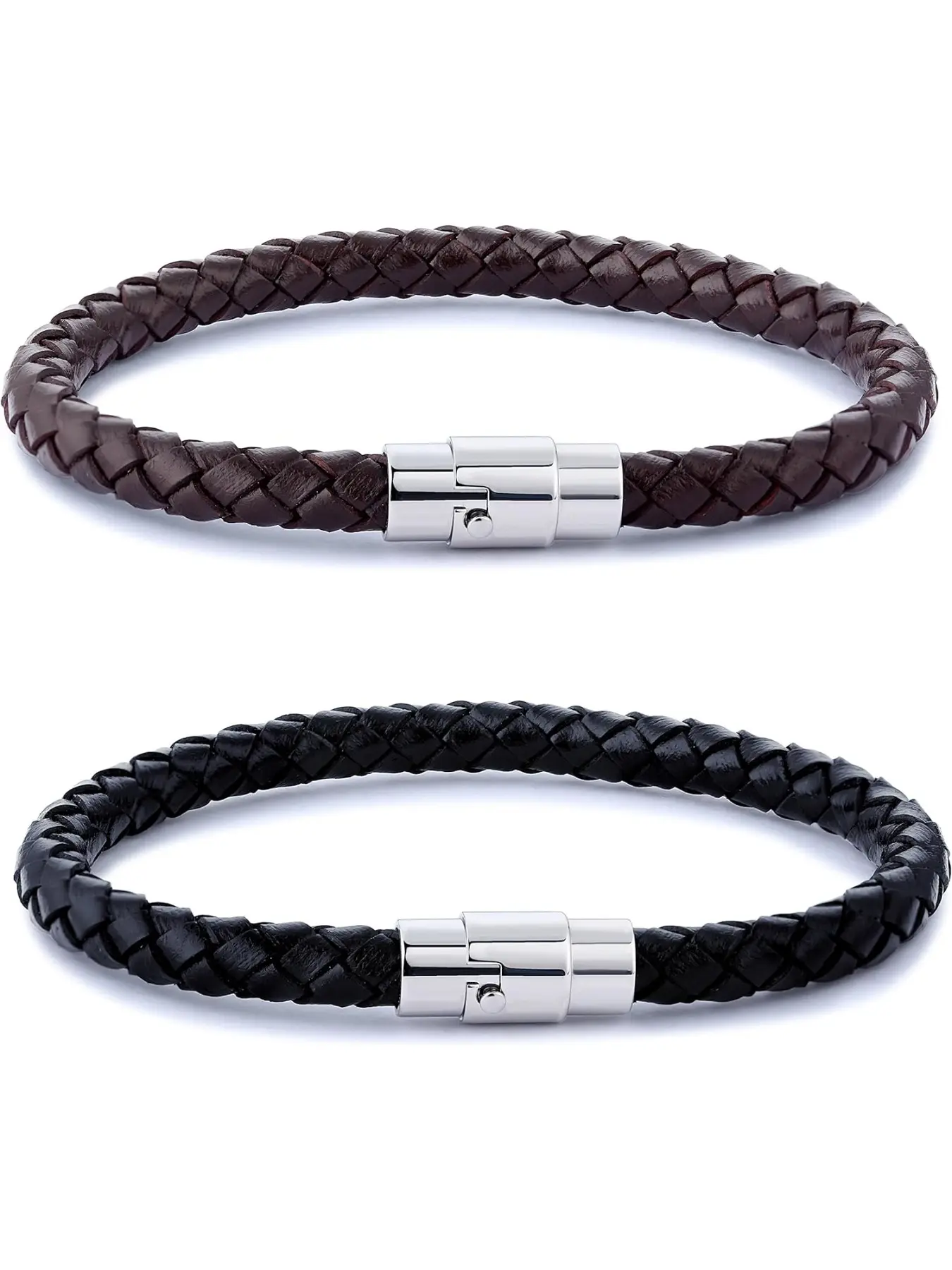 2-3pcs Stainless Steel Braided Leather Bracelet for Men Women, Adjustable Wrist Cuff 7.5-8.5 Inches, Stylish Fashion Bracelet Accessories for Everyday Use, Braided Couple Bracelets, Bracelet Jewelry, Fashionable Bracelet Style