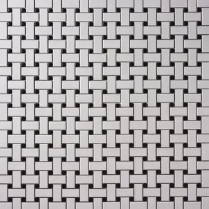 Simple White and Black Basketweave Ceramic Mosaic Matte Sample