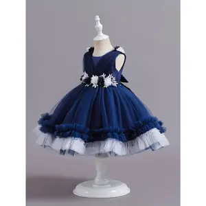 [Princess Dress] Princess Dress Baby Girl |   Sleeveless Short Cake Dress with Ruffled Umbrella & Belt - White Pure Color All-Season Outfit Flower Girl, Birthday Party, (Hand Wash/Dry Clean) - Formal Wear