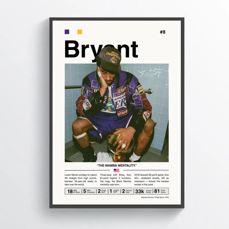 Kobe Bryant poster, Lakers legend, framed basketball print, NBA decor, basketball artwork, Kobe wall art, Kobe Bryant print, iconic athlete
