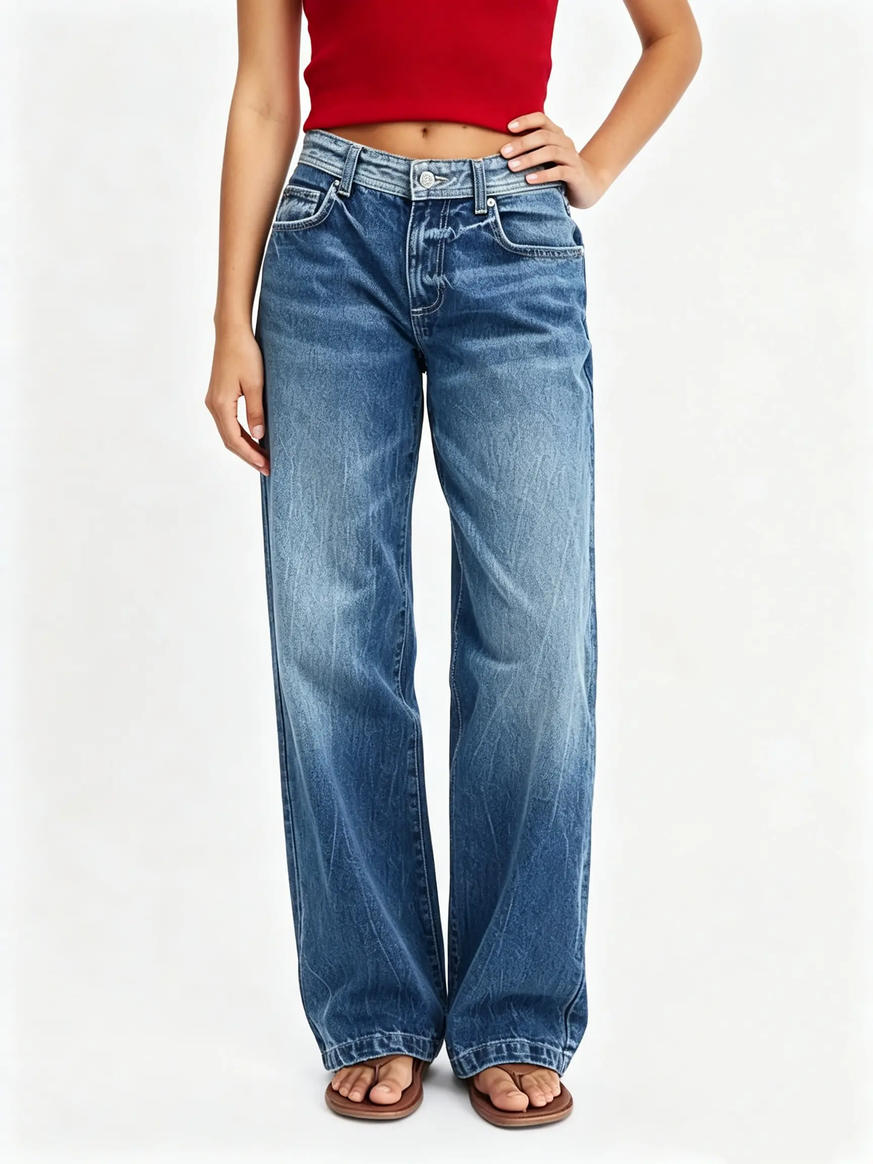 Straight Leg Boyfriend Jeans for Women TrendyMid Rise Wash Stretchy Casual Baggy Jeans