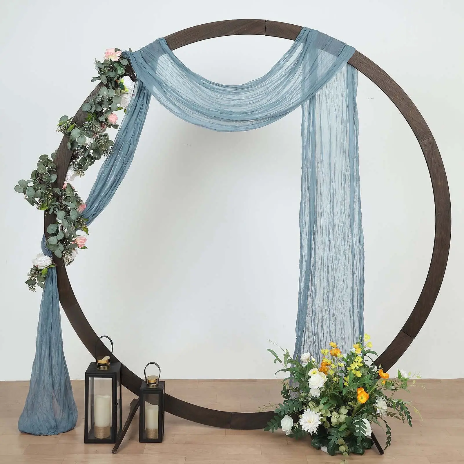 Dusty Blue Gauze Cheesecloth Draping Fabric - 20ft Wedding Arch Backdrop, Photo Backdrops for Birthday Party, Window Scarf Valance, Boho Arbor Curtain Panel, Backdrop Decor