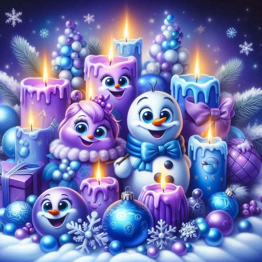 5D DIY Full Diamond Round Diamond Painting - Diamond Art Kit Snowman Candle Ball. Mosaic, Canvas - DIY Decorative Painting, Home Wall Decor, Perfect for Halloween and Christmas, Independence Day, Birthday, and Anniversary Gifts.