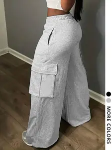 Unisex floral sweatpants with side pockets; streetwear hip hop/rap dance motorcycle school fashion; casual sportswear for teens