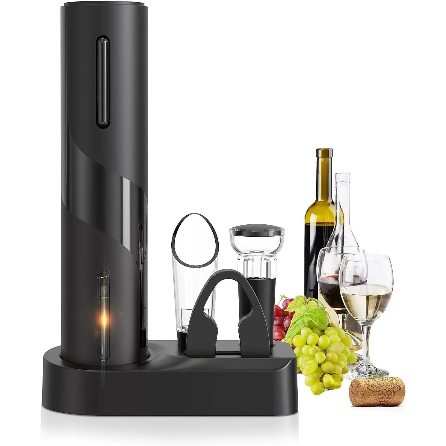 4-in-1 Multifunctional Electric Wine Opener Kit, Automatic Rechargeable Corkscrew, Foil Cutter, Wine Aerator Pourer, Vacuum Stoppers – Home & Festive Party Supplies Gift